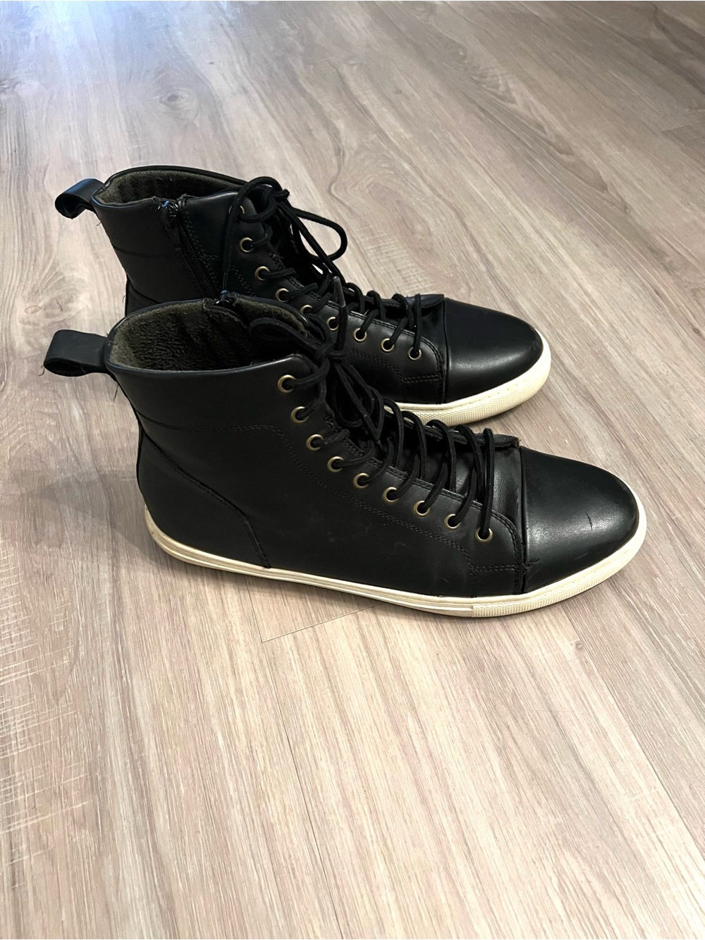 Seven 91 Men’s Black High Top Casual Sneakers Size 11 (EU 44.5) Side Zip Lace Up